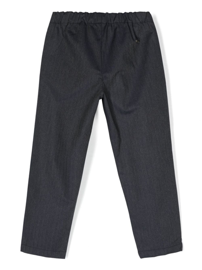 Shop Emporio Armani Drawstring-waist Straight-leg Trousers In Blue