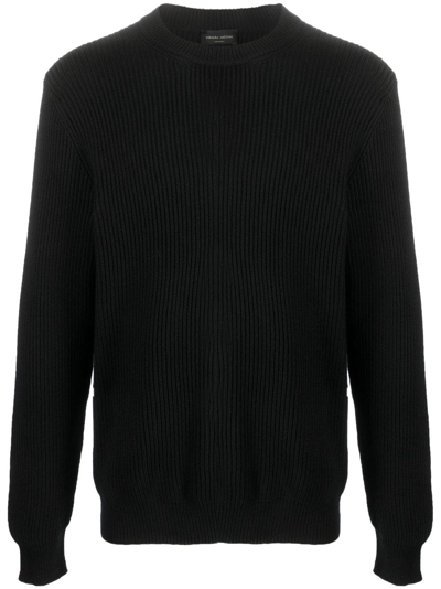 Shop Roberto Collina Crew-neck Ribbed-knit Jumper In Black