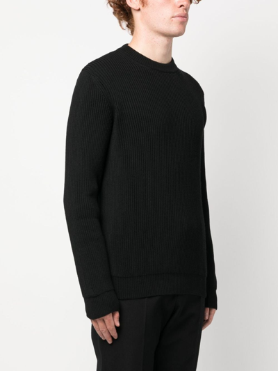Shop Roberto Collina Crew-neck Ribbed-knit Jumper In Black
