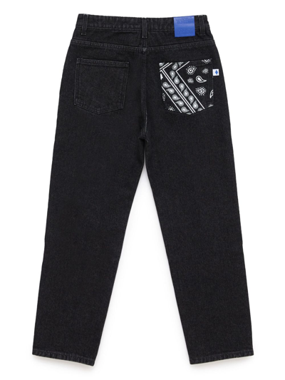 Shop Marcelo Burlon County Of Milan Bandana Insert Straight-leg Jeans In Blue