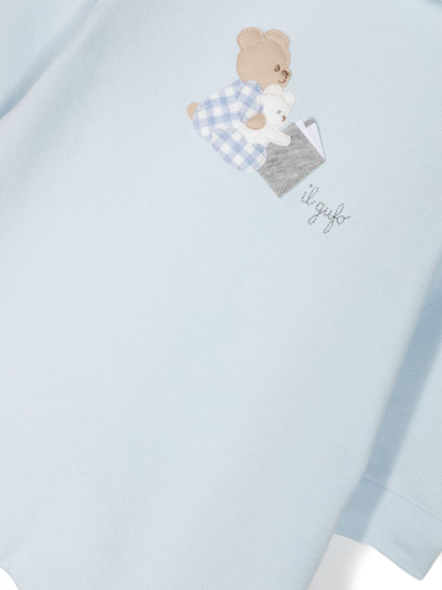 Shop Il Gufo Logo-embroidered Cotton Body In Blue