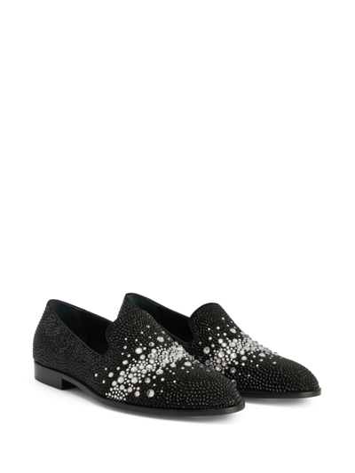 Shop Giuseppe Zanotti Marthinique Rhinestone-embellished Loafers In Black