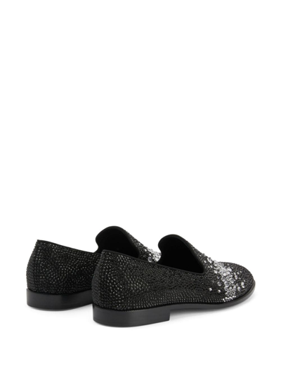 Shop Giuseppe Zanotti Marthinique Rhinestone-embellished Loafers In Black