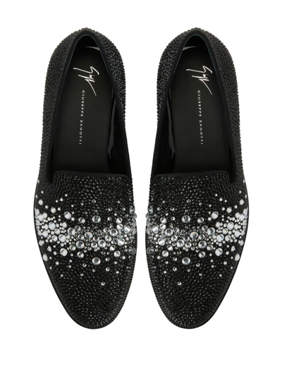 Shop Giuseppe Zanotti Marthinique Rhinestone-embellished Loafers In Black