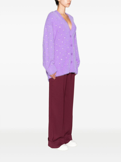 Shop Philosophy Di Lorenzo Serafini Crystal-embellished Button-up Cardigan In Purple
