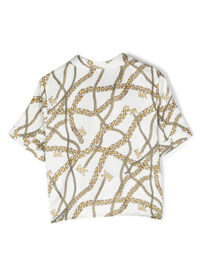 Shop Michael Kors Chain-print Short-sleeve Shirt In White
