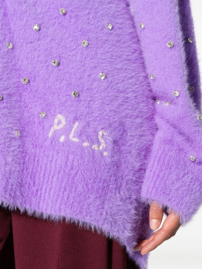 Shop Philosophy Di Lorenzo Serafini Crystal-embellished Button-up Cardigan In Purple