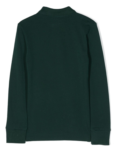 Shop Ralph Lauren Logo-embroidered Long-sleeve Polo Shirt In Green