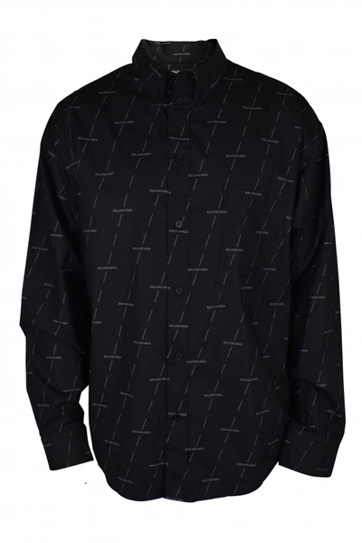 Shop Balenciaga Men's Luxury Shirt    Black And White Monogrammed Shirt