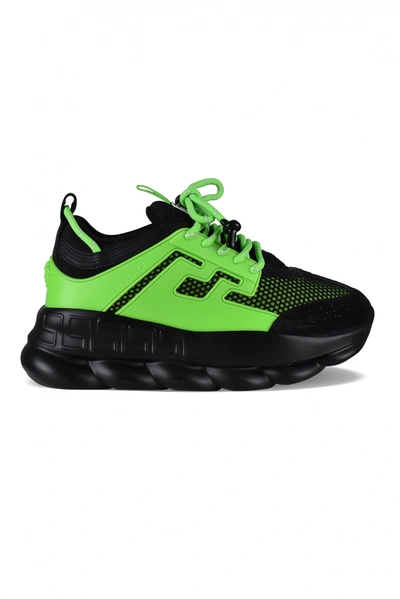Shop Versace Sneakers Luxe Homme   Sneakers  Chain Reaction Black And Neon Green  Love  Braille