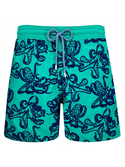 Shop Vilebrequin Poulpes Flocked Swimming Shorts In Green