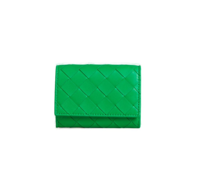 Shop Bottega Veneta Intrecciato Envelope Card Case In Green