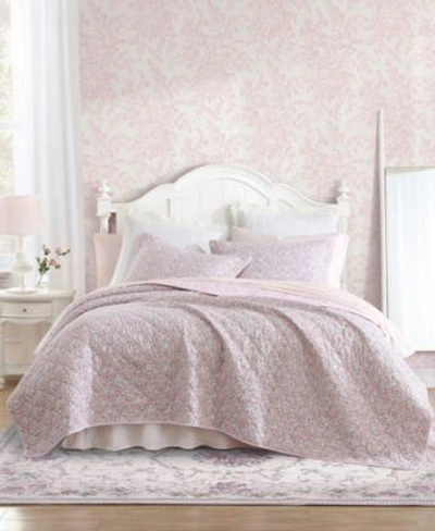 Shop Laura Ashley Loveston Cotton Reversible Quilt Set Collection In Pink