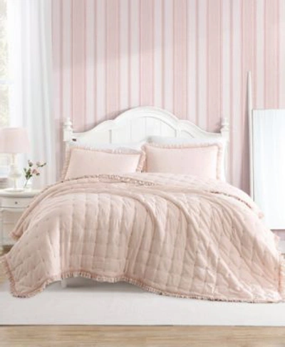 Shop Laura Ashley Hailee Microfiber Quilt Sets In Light Pink