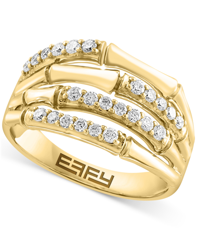 Shop Effy Collection Effy Diamond Multirow Openwork Statement Ring (3/8 Ct. T.w.) In 14k Gold