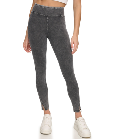 Shop Marc New York Andrew Marc Sport Women's High Rise 7/8 Jeggings Pant With Side Vent In Black