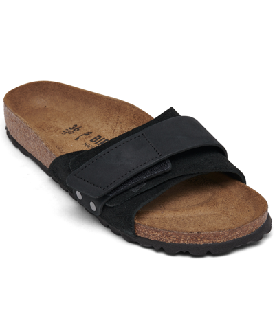 Shop Birkenstock Women's Oita Suede Leather Slide Sandals From Finish Line In Black