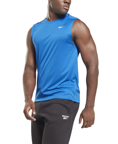 Shop Reebok Men's Train Regular-fit Sleeveless Tech T-shirt In Vector Blue