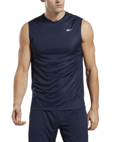 Shop Reebok Men's Train Regular-fit Sleeveless Tech T-shirt In Vector Navy