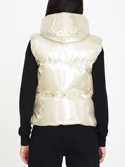 Shop Moncler Ramees Down Gilet In Cream