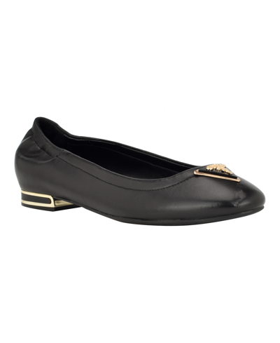 Shop Guess Women's Miffyh Elasticized Back Logo Ballet Flats In Black Leather