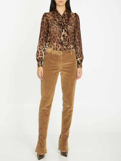 Shop Dolce & Gabbana Corduroy Trousers In Camel