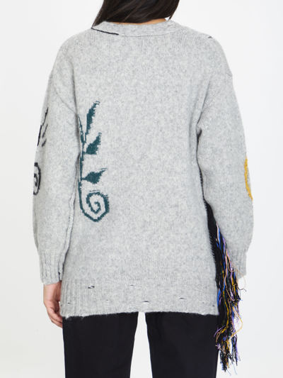 Shop Stella Mccartney Folk Embroidery Jumper In Grey
