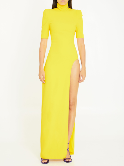 Shop Monot Crepe Long Dress In Yellow