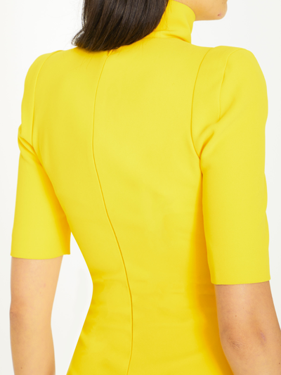 Shop Monot Crepe Long Dress In Yellow