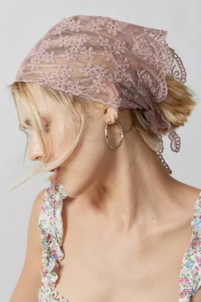Shop Urban Outfitters Lace Headscarf In Mauve