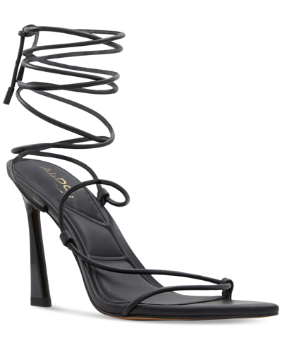 Shop Aldo Women's Melodic Ankle-tie Dress Sandals In Black Leather
