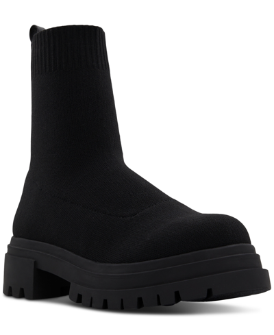 Shop Aldo Women's North Knit Pull-on Lug Sole Boots In Black