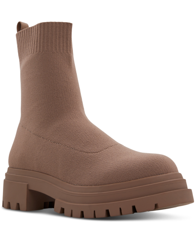 Shop Aldo Women's North Knit Pull-on Lug Sole Boots In Light Brown