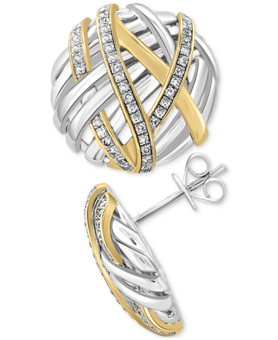 EFFY COLLECTION EFFY DIAMOND INTERTWINING STUD EARRINGS (1/3 CT. T.W.) IN STERLING SILVER & 14K GOLD-PLATE 
