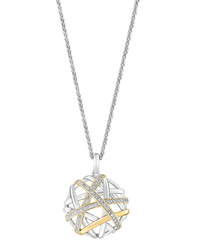 Effy Collection Effy Diamond Intertwining 18" Pendant Necklace (1/4 Ct. T.w.) In Sterling Silver & 14k Gold-plate In Sterling Silver