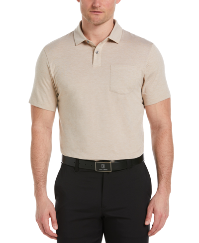 Shop Pga Tour Men's Fine-knit Short-sleeve Pocket Polo Shirt In Chateau Heather