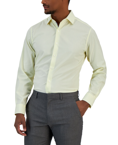 Shop Bar Iii Men's Slim Fit Chambray Dress Shirt, Created For Macy's In Yellow