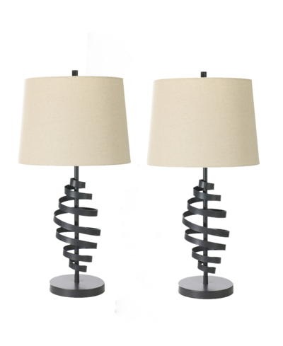Shop Fangio Lighting 27.75" Metal Table Lamp With Designer Shade, Set Of 2 In Powder Gray