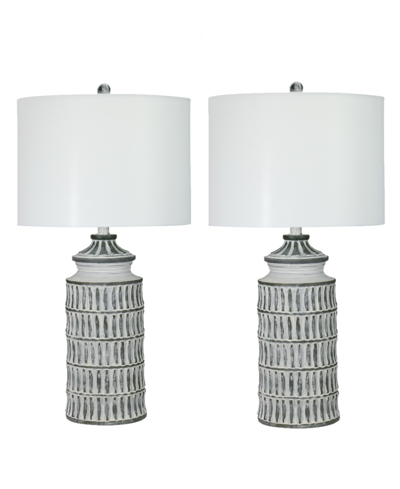 Shop Fangio Lighting 29" Resin Table Lamp With Designer Shade, Set Of 2 In Antique Gray