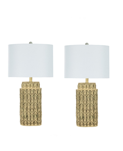 Shop Fangio Lighting 29" Resin Table Lamp With Designer Shade, Set Of 2 In Antique Beige