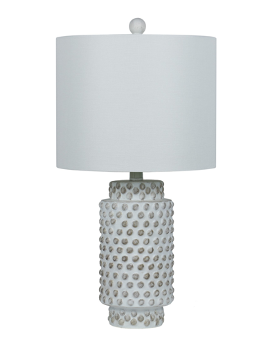Shop Fangio Lighting 23.5" Hobnail Cylinder Table Lamp With Designer Shade In Antique White