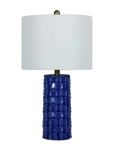 Shop Fangio Lighting 24.5" Sculptured Column Table Lamp With Designer Shade In Deep Blue
