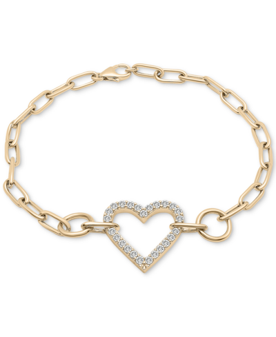 Shop Wrapped In Love Diamond Heart Paperclip Link Bracelet (1/2 Ct. T.w.) In 14k Gold, Created For Macy's In Yellow Gold