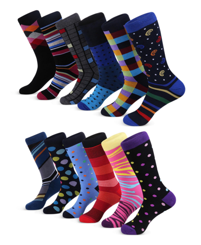 Shop Mio Marino Men's Savvy Sharp Fun Dress Socks 12 Pack In Cool Colors