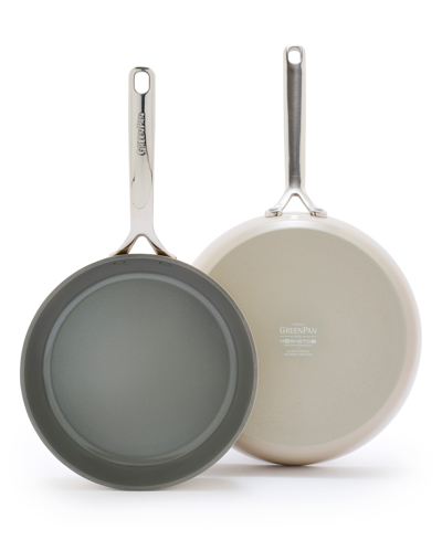 Shop Greenpan Gp5 Hard Anodized Healthy Ceramic Nonstick 2-piece Fry Pan Set, 9.5" And 11" In Taupe