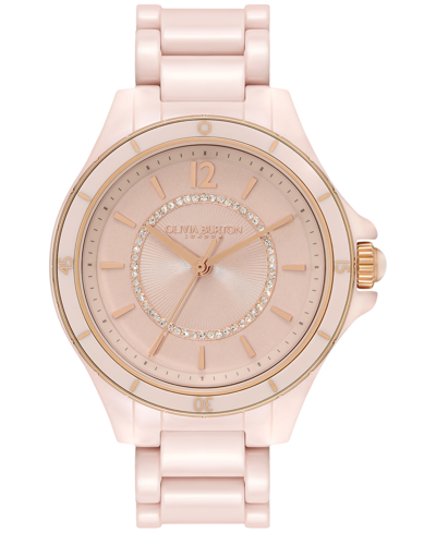 Shop Olivia Burton Women's Sport Luxe Ceramic Bracelet Watch 36mm In Rose Gold