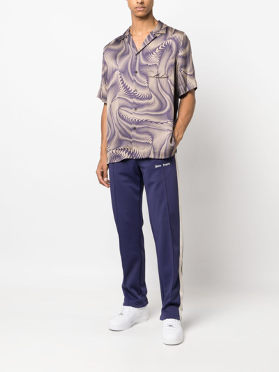 Shop Palm Angels Logo-print Side-stripe Track Pants In Blue