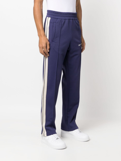 Shop Palm Angels Logo-print Side-stripe Track Pants In Blue
