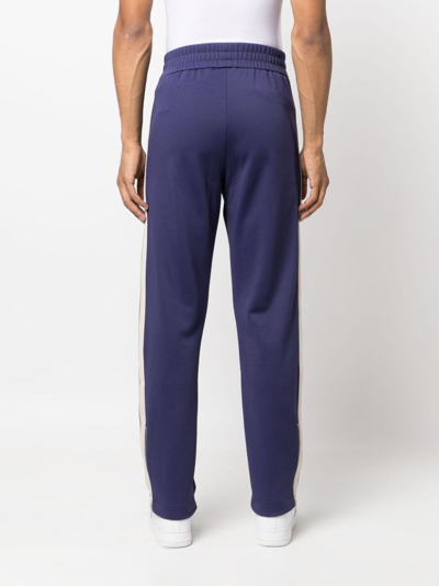 Shop Palm Angels Logo-print Side-stripe Track Pants In Blue