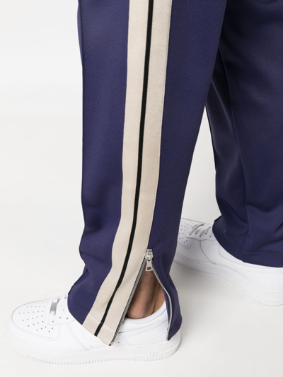 Shop Palm Angels Logo-print Side-stripe Track Pants In Blue